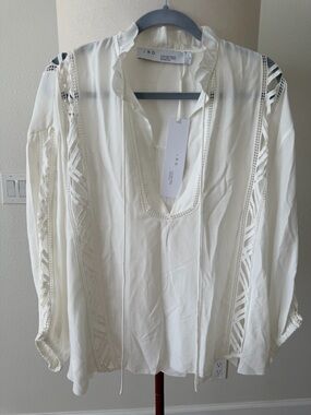 IRO Cream Lace-Inset Peasant Blouse